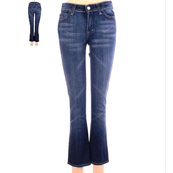 7 for All Mankind Cropped Kick Denim Blue Jean - Picture 2 of 8